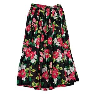 Vintage Liz Sport Skirt Size 8 Multicolor Floral Cottagecore Peasant Boho Button